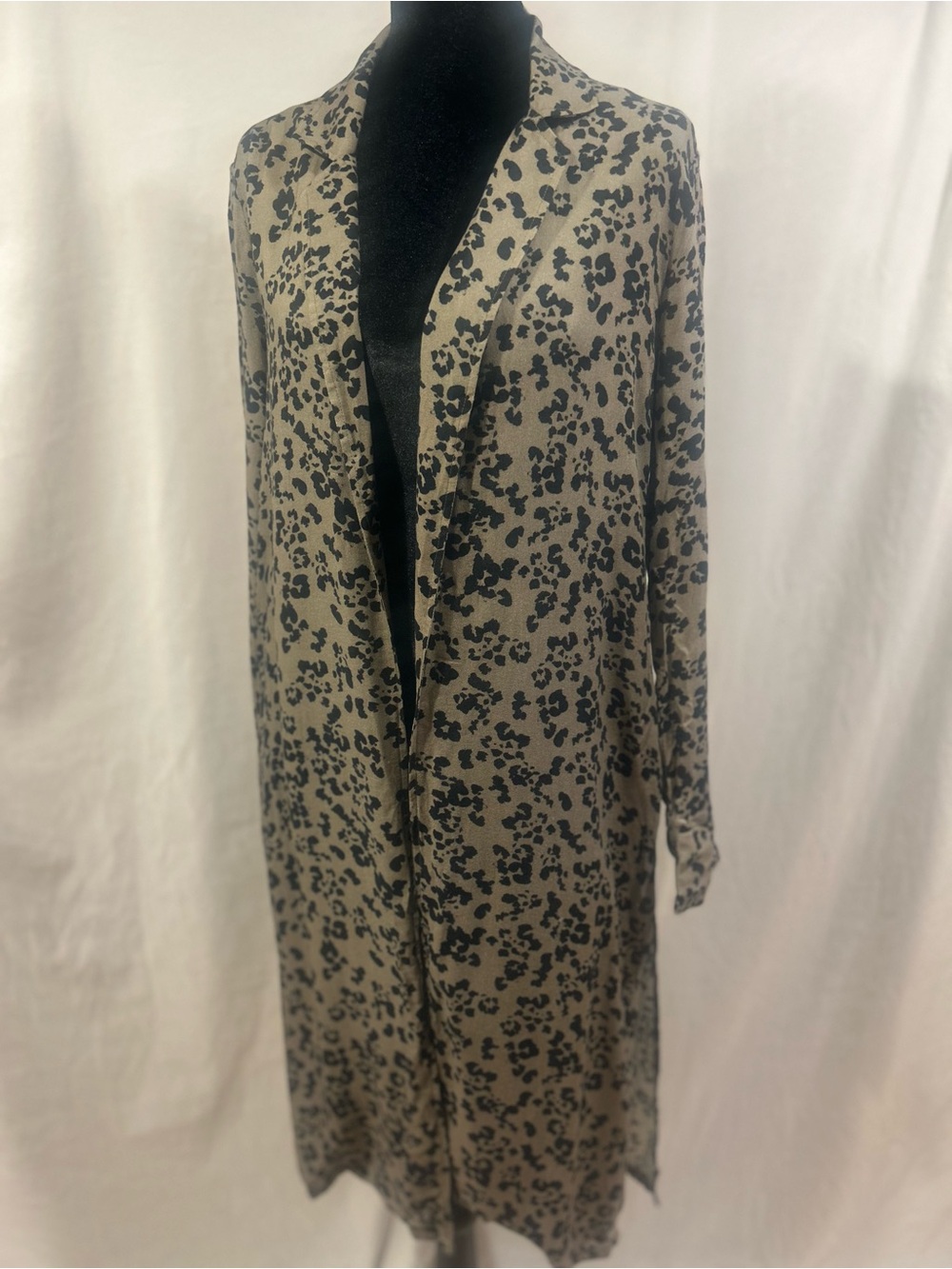Saltwater LUXE Olive Green and Black Leopard Print Long Open Coverup  Kimono